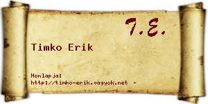 Timko Erik névjegykártya